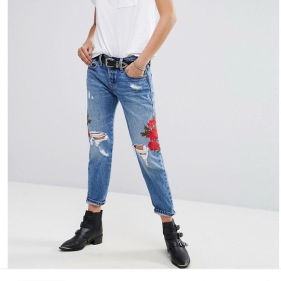 levis rose embroidered jeans